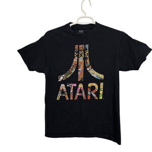 Atari Graphic Logo Black T-Shirt Mens Large Retro Design Short Sleeve Gaming